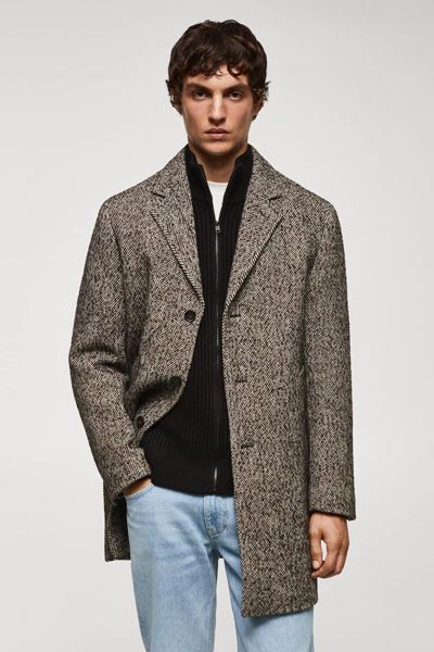 Recycled Wool Herringbone Coat from Mango