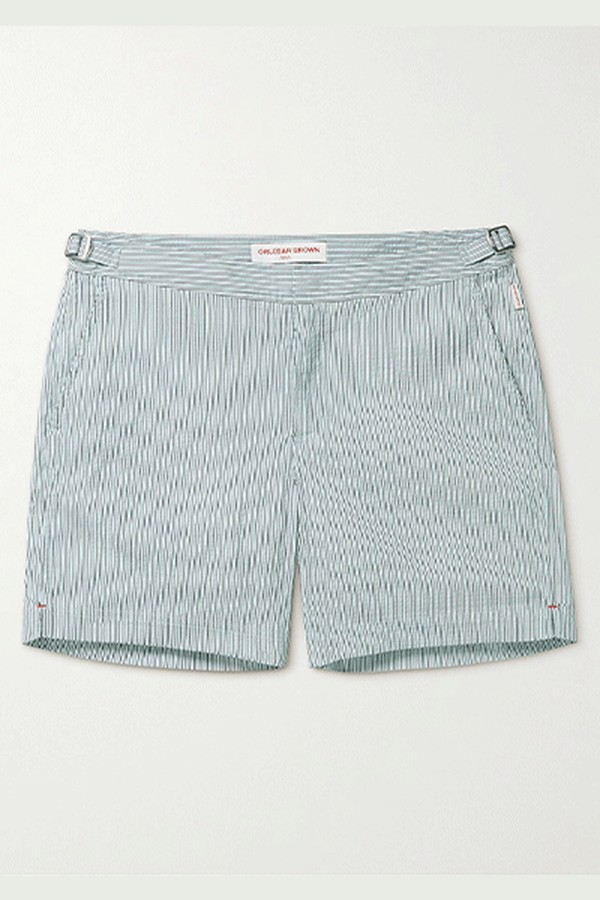 Bulldog Mid-Length Striped Cotton-Blend Swim Shorts