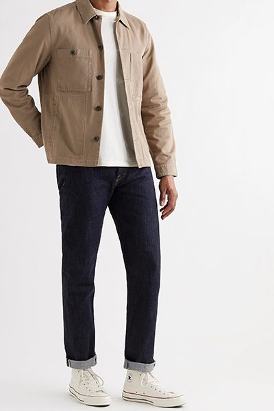 Garment Dyed Cotton Twill Overshirt from Mr P.