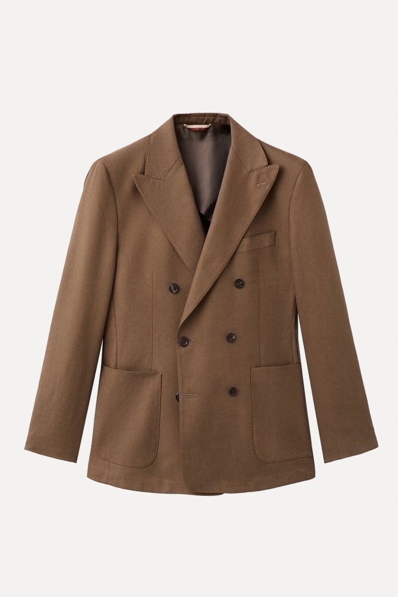 Double-Breasted Lyocell & Cotton Suit Jacket