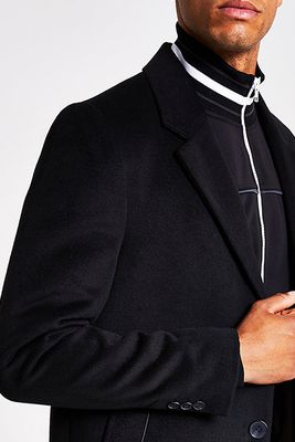 Black Three Button Overcoat