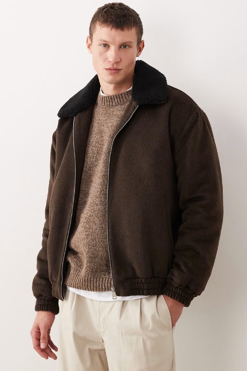 Harrington Wool With Borg Collar from ASOS DESIGN 