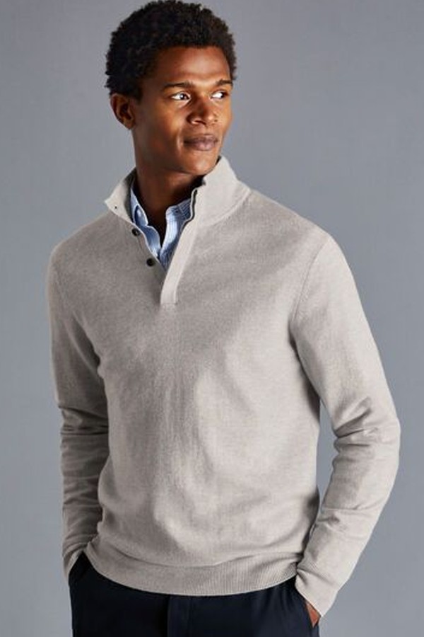 Cashmere Button Neck Jumper