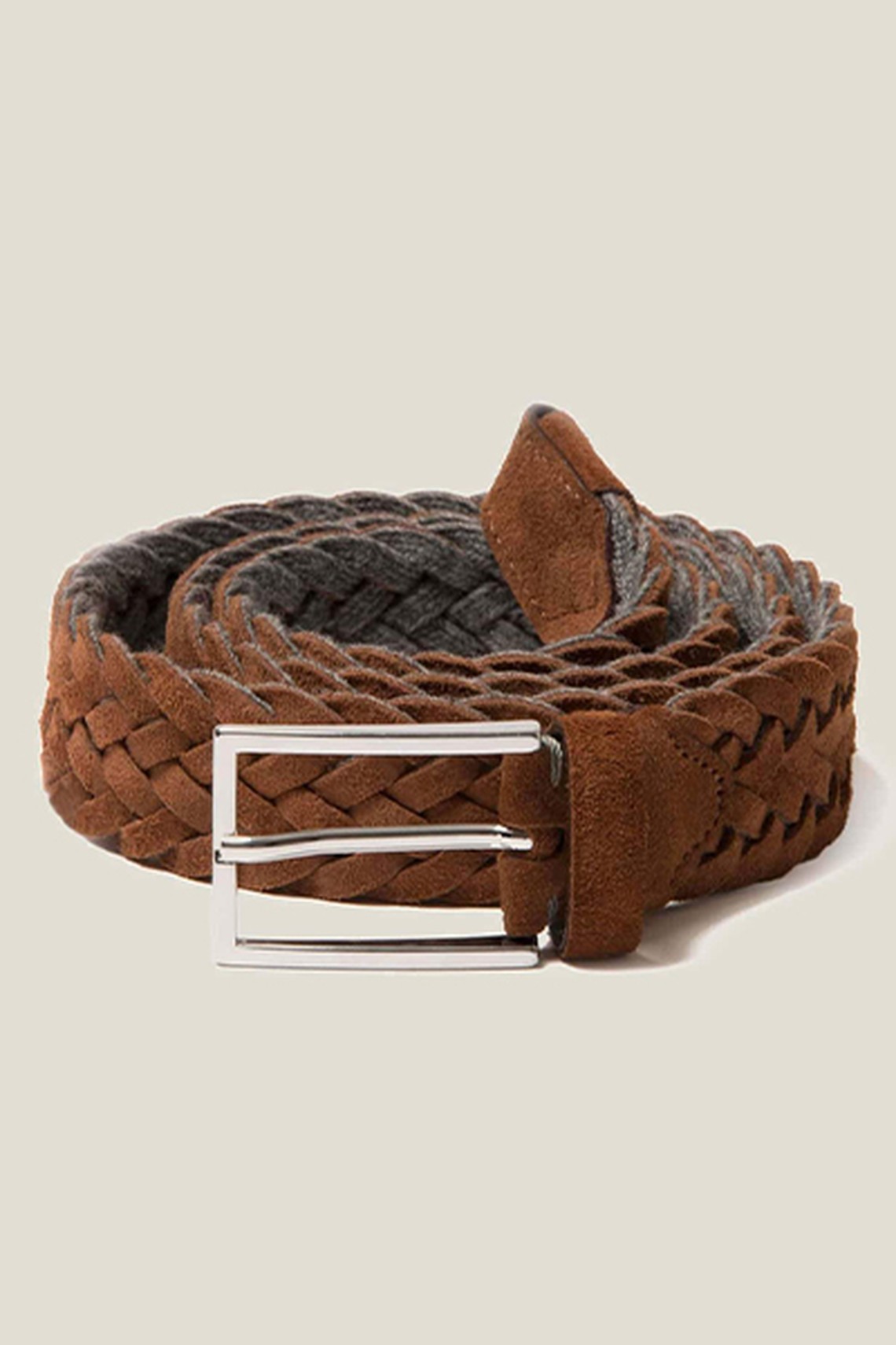 Light Brown Woven Suede Belt