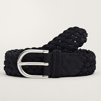 Braided Blue Split Suede Belt from  Massimo Dutti