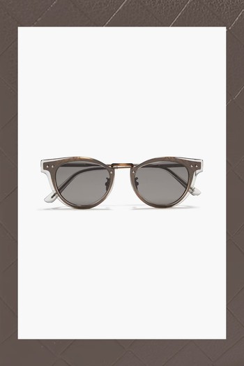 Round-Frame Acetate And Bronze-Tone Sunglasses, £228 | Bottega Veneta