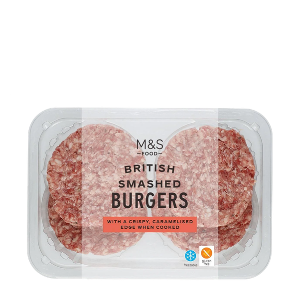 Grill 4 Smashed Beef Burgers from Marks & Spencer