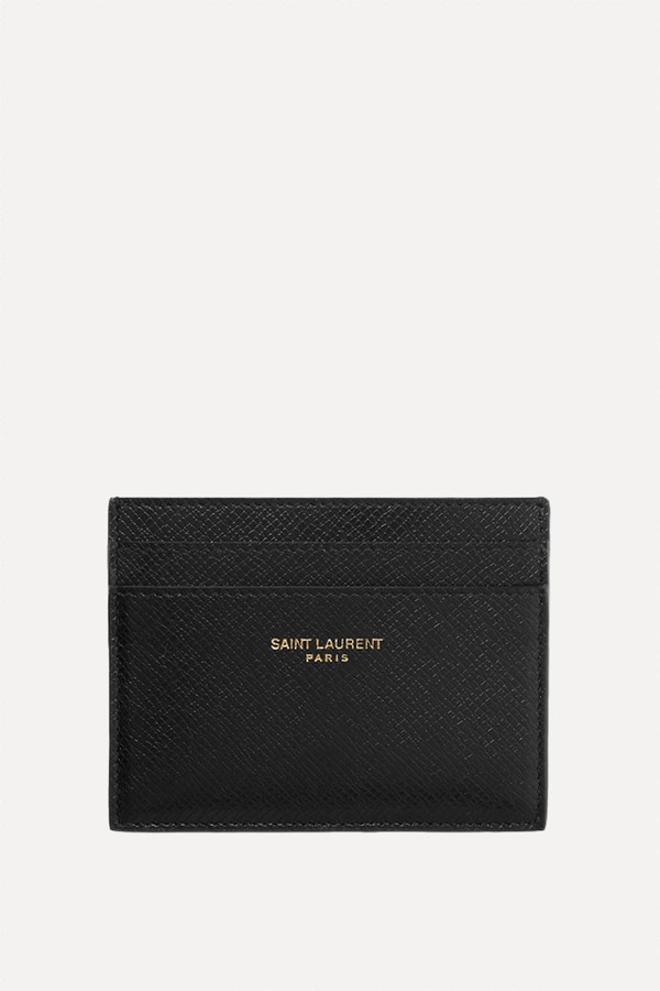 Logo-Print Upcycled Cross-Grain Leather Cardholder from Saint Laurent