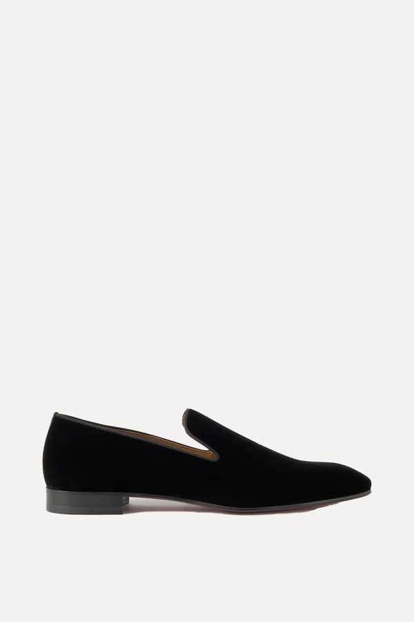 Dandelion Grosgrain-Trimmed Suede Loafers from CHRISTIAN LOUBOUTIN