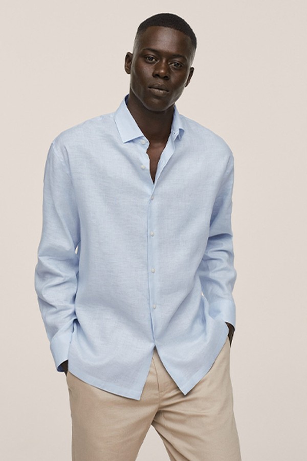 Regular Fit Technical Linen Shirt from Mango