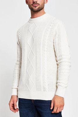 Grey Cable Knits Slim Fit Jumper