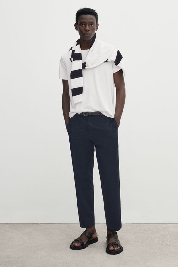 Short Sleeve Mercerised Cotton T-Shirt from Massimo Dutti