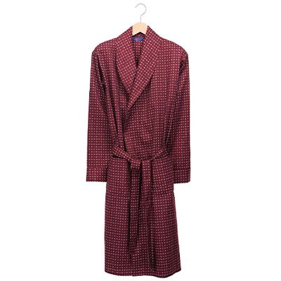 Dressing Gown In Wine Cravat Print Cotton from Somax