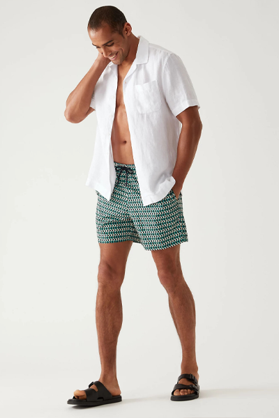 Quick Dry Geometric Print Swim Shorts