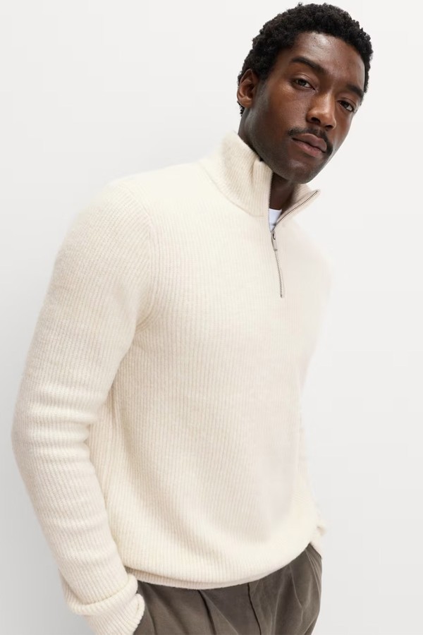Supersoft Ribbed Half Zip Jumper With Wool from Marks & Spencer