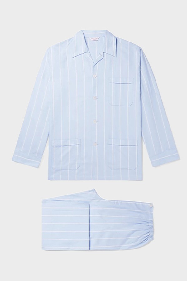 Striped Brushed Cotton Twill Pyjama Set from Derek Rose