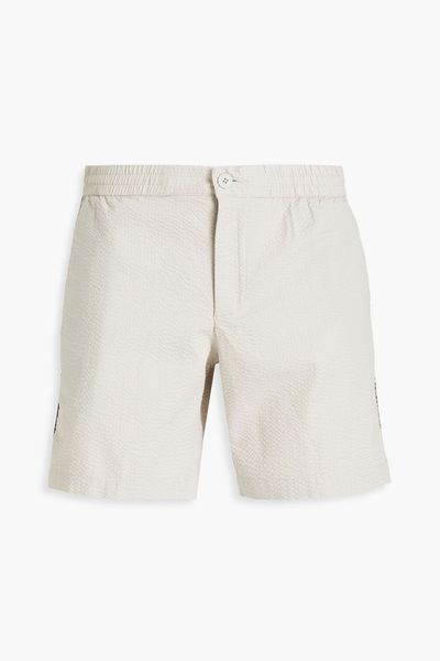 Jacquard Trimmed Cotton Blend Seersucker Shorts from Michael Kors