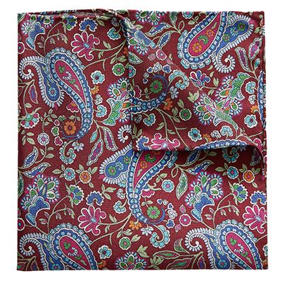 Red Floral & Paisley Print Pocket Square from Eton