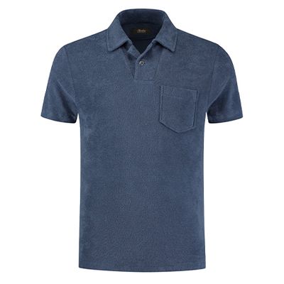 Steel Blue Terry Towelling Polo Shirt