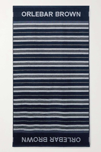 Neville Logo-Jacquard Striped Cotton-Terry Beach Towel from Orlebar Brown