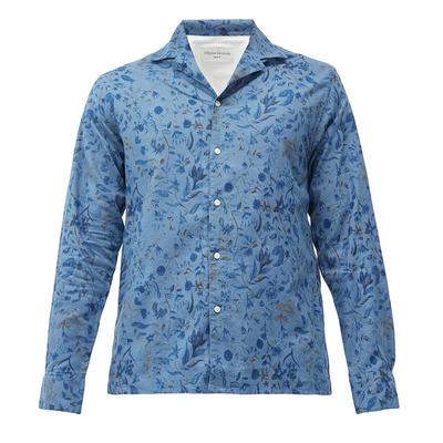 Cuban-Collar Floral-Print Linen-Blend Shirt from Officine Générale