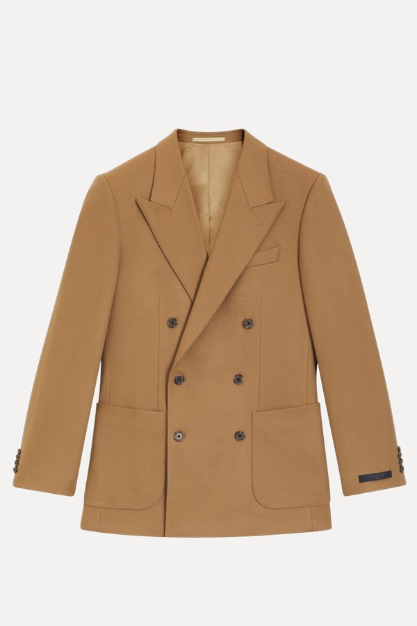 Double-Breasted Suit Jacket In Wool & Cashmere