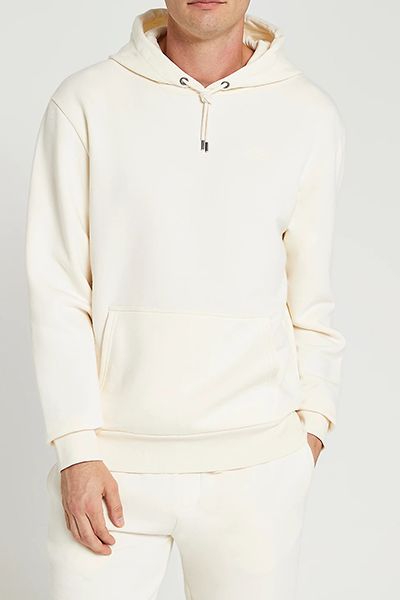 Ecru RI Embroidered Slim Fit Hoodie from River island