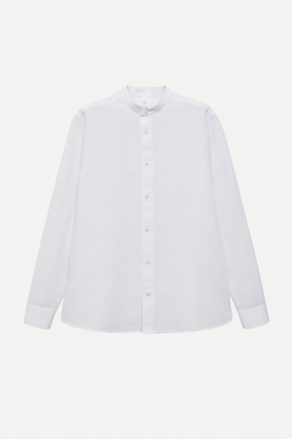 Mao Collar Linen Shirt