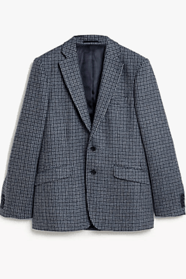 Tailored Fit Wool With Cashmere Houndstooth Jacket