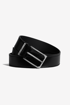35mm Lock Rectangular Buckle Smooth Leather Belt