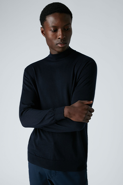 Fin Gauge Mock Turtleneck Sweater from N.Peal