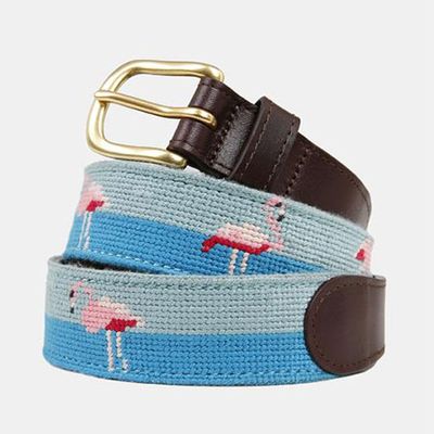 Andean Flamingo Needlepoint Belt from Beaufort and Blake