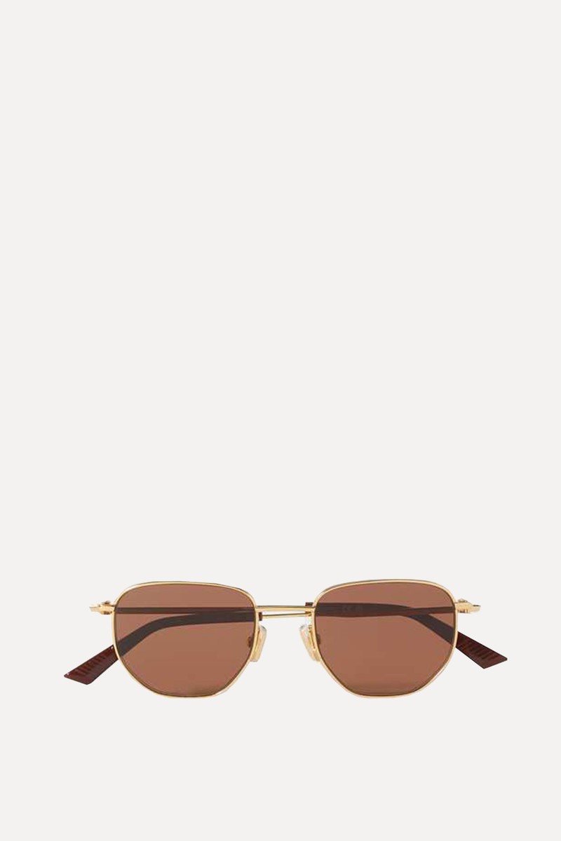 Round-Frame Gold-Tone Sunglasses from Bottega Veneta