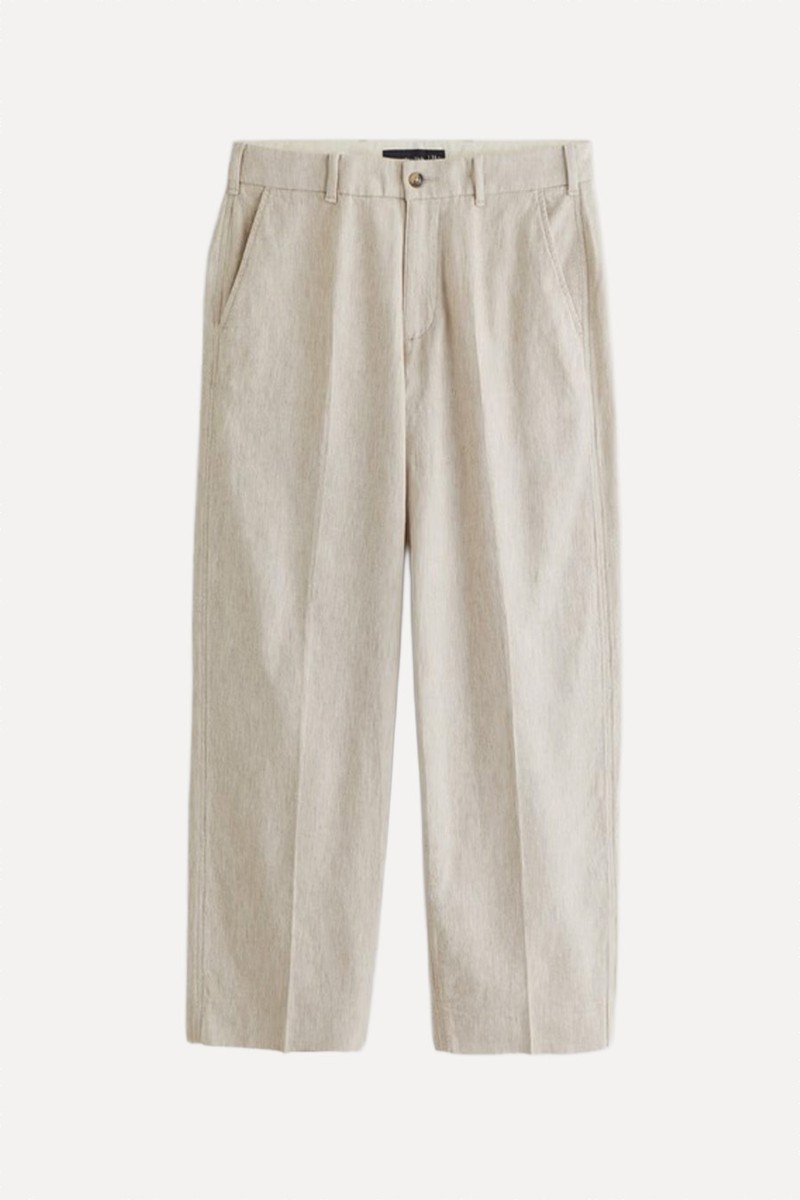 Linen-Blend Baggy Trousers