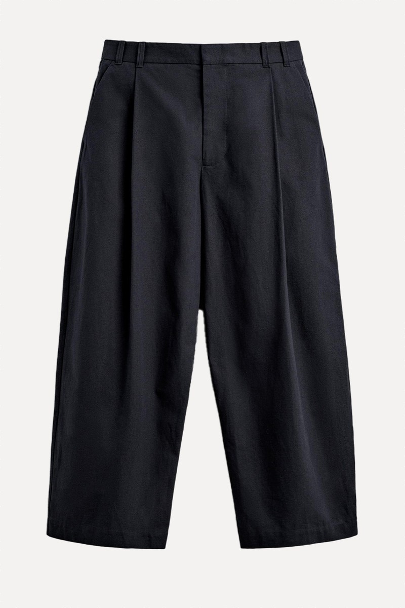Textured Cotton/Linen Trousers