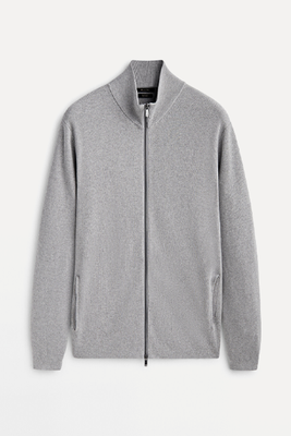 Milano Knit Cardigan With Mock Neck & Zip from Massimo Dutti