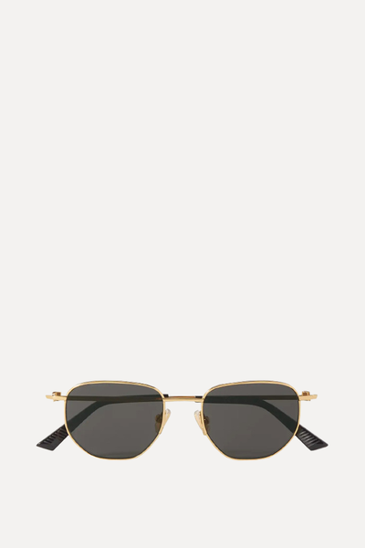 Round-Frame Gold-Tone Sunglasses from Bottega Veneta