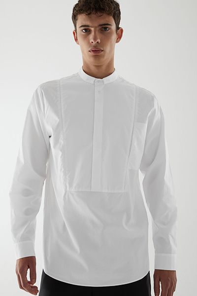 Cotton Tunic-Style Bib Shirt