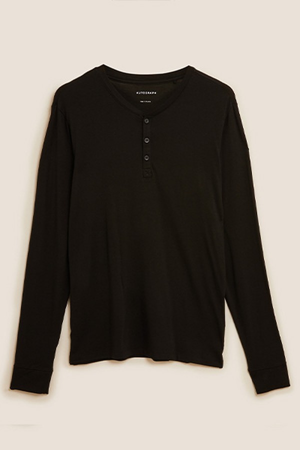 Premium Cotton Henley Pyjama Top from M&S