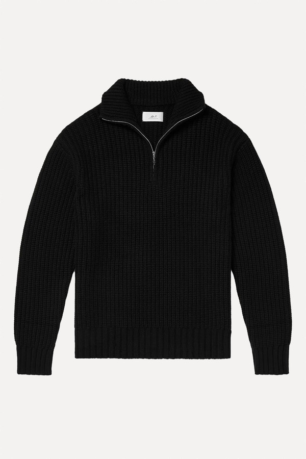 Ribbed Wool & Cashmere-Blend Half-Zip Sweater from MR P.