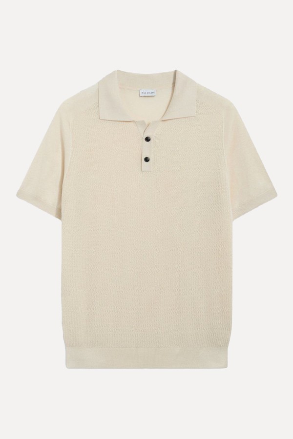 Knitted Polo With Raglan Sleeves In Silk & Cotton