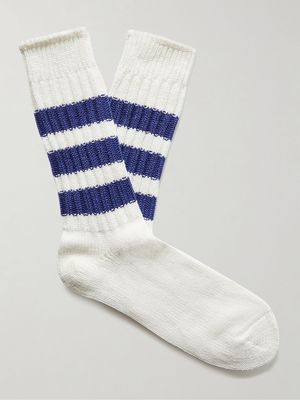 Metallic Striped Ribbed Cotton-Blend Socks from Rostersox