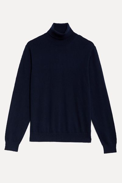 Cotton Rich Roll Neck Jumper With Wool from Marks & Spencer