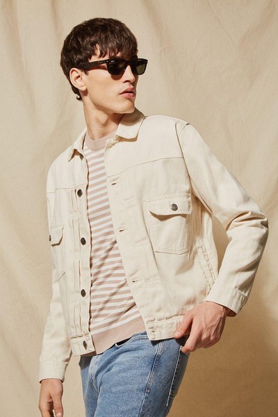 Organic Pleat Front Denim Jacket