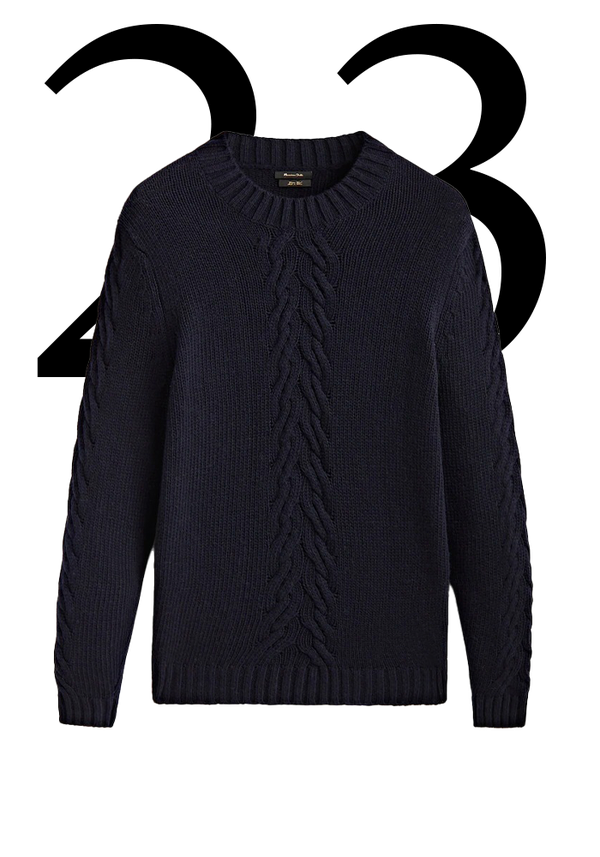 Cable Knit Sweater With A Crew Neck from Massimo Dutti