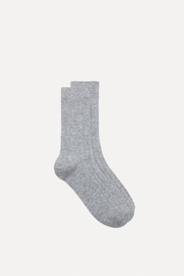 Ribbed Wool Blend Socks from Mango