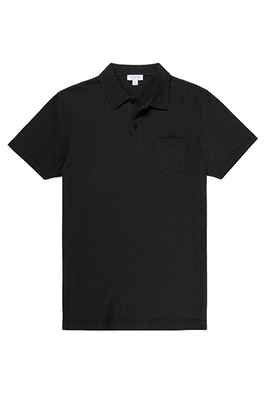 Men's Cotton Riviera Polo Shirt in Black from Sunspel