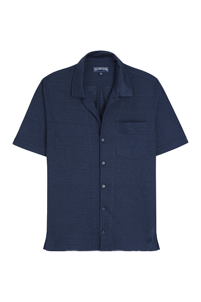 Unisex Linen Jersey Bowling Shirt Solid