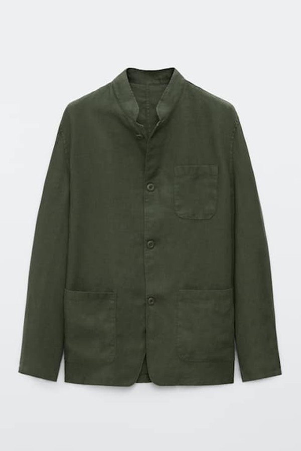 Linen Stand-Up-Collar-Overshirt from Massimo Dutti