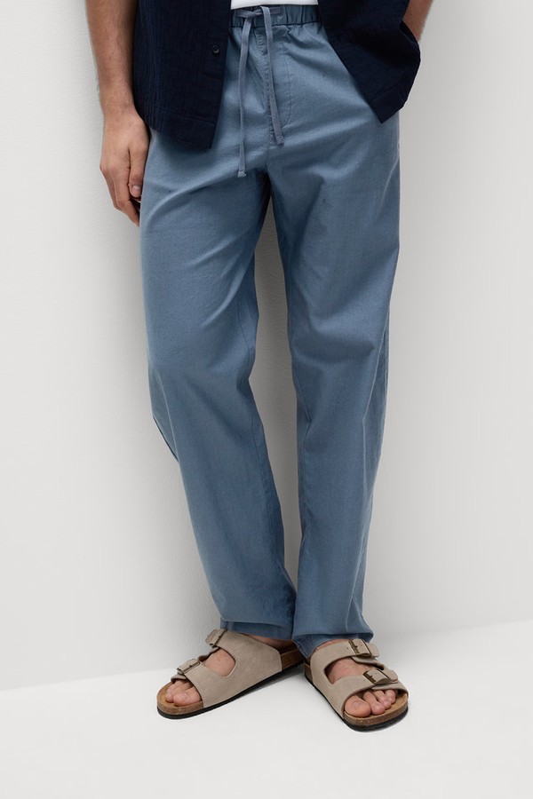 Loose Fit Cotton Linen Blend Elasticated Trousers